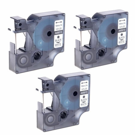 3 Pack Compatible for DYMO D1 45013 (S0720530) Label Tape LabelManager LabelPoint Black on White 12mm