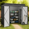 thumbnail image 2 of Asofer 6' x 4'  (25.3 sq. ft. )Outdoor Storage Shed with Double Lockable Doors, Anti-Corrosion Metal Garden Shed,  for Backyard Patio Lawn, Dark Gray, 2 of 8