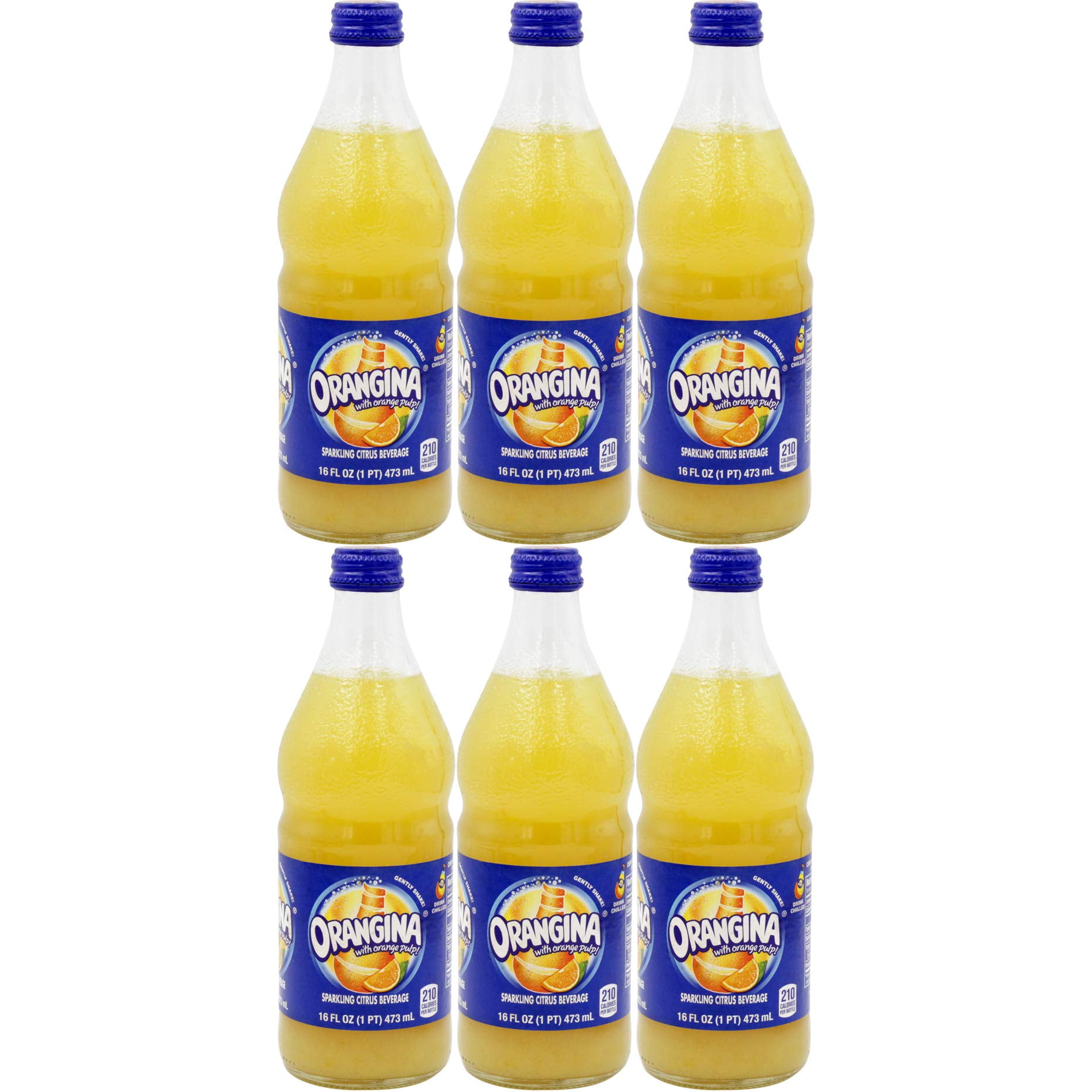 Orangina Sparkling Citrus Beverage With Pulp 16 Fl Oz Glass Bottle Pack Of 6 Total Of 96 Fl Oz Walmart Com Walmart Com