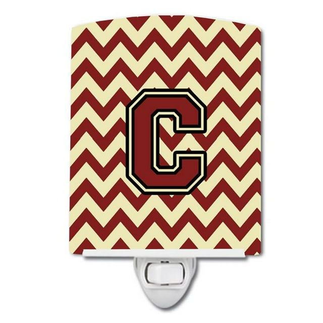 Carolines Treasures CJ1061-CCNL Letter C Chevron Maroon & Gold Ceramic Night Light