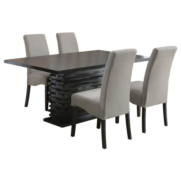 Maklaine Contemporary 5-piece Rectangular Wood Dining Set Black and Gray