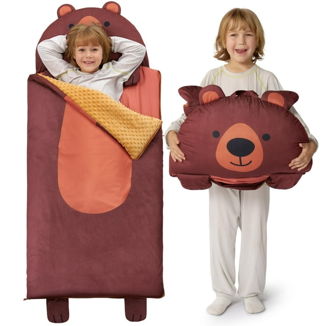 Saco de dormir para niños Joiedomi, 152 x 69 cm, oso de peluche con almohada