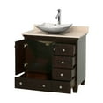 thumbnail image 2 of Acclaim 36 inch Single Bathroom Vanity in Espresso, White Carrera Marble Countertop, Pyra Bone Porcelain Sink, and No Mirror, 2 of 7