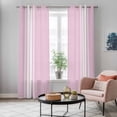 thumbnail image 5 of Pink Striped Kitchen Curtains 96 Inch Length, Luxurious White Stripes Modern Abstract Art Grommet Top Bedroom Living Room Curtains, Light Filtering Cafe Curtain Drapes 2 Panels Set 104''x96'', 5 of 9