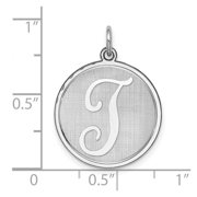 925 Sterling Silver Solid Polished back Brocaded Letter Name Personalized Monogram Initial T Charm 27x20mm Wide Pendant