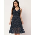 thumbnail image 2 of Moomaya V Neck Sleeveless Printed Georgette Dress - Women's Summer Dress, 2 of 8