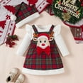 thumbnail image 3 of GYRATEDREAM Baby Girl Winter Clothes Toddler Girl Christmas Outfits Long Sleeve Ruffle Romper Suspender Skirt Headband Set for 0-3M Red, 3 of 9