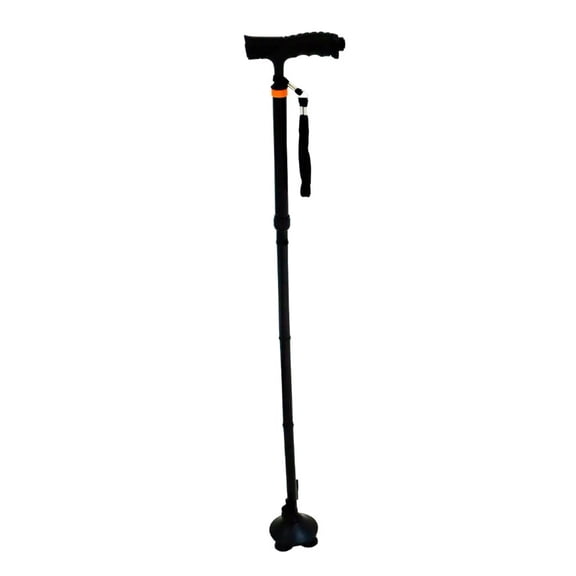 Bastón Plegable C/Luz Led Base D/Pie Giratoria Aluminio Handy