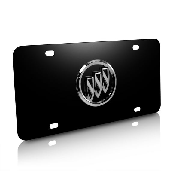 Buick 3D Metal Chrome Logo Black Stainless Steel License Plate