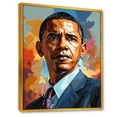 thumbnail image 2 of Designart "Obama In Popart Portrait I" Woman Pop Art Floater Framed Wall Art Living Room, 2 of 5