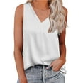 thumbnail image 2 of Idoravan Tank Tops for Women Women's Sleeveless Solid Color Sexy V-neck Satin Casual Fashion Loose Vest Top, 2 of 4