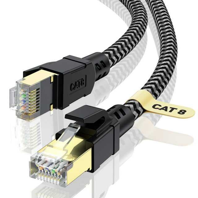 Cable Ethernet CABNEER Cat 8 de 100 pies, 40 Gbps, 2000 Mhz, blindado