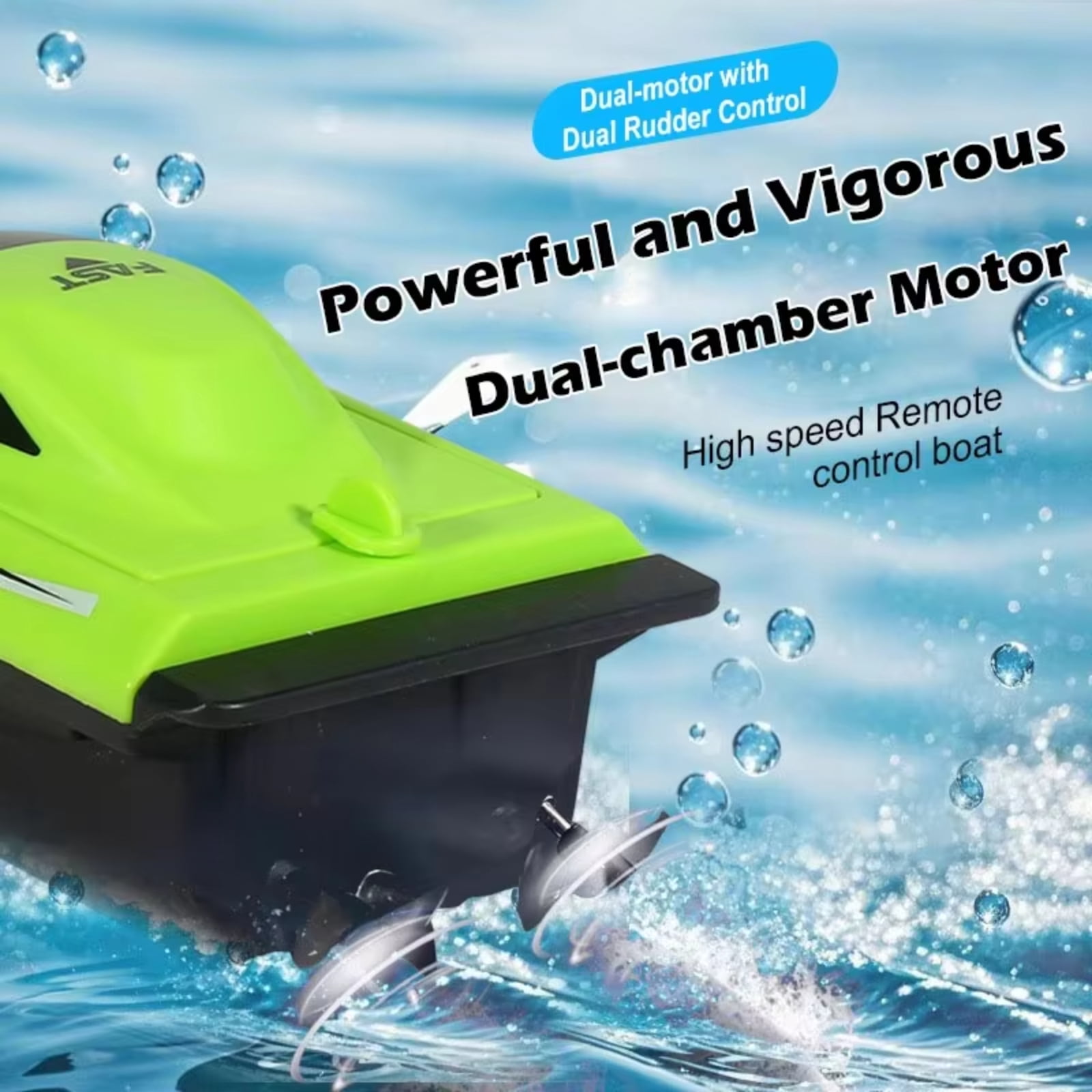 Unbranded Remote Control Boat 2 pack, 2.4G Dual Motor RC Speedboat for Pools and Lakes, Waterproof Outdoor Water Toy for Boys and Girls Age 6+, Orange & Green