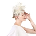 thumbnail image 3 of Miorin Under $5 Fascinators Hat, Fascinator for Women Tea Party, Tea Party Headpiece for Women Veil Headband for Wedding Cocktail Dresses Accessories Beige, 3 of 3