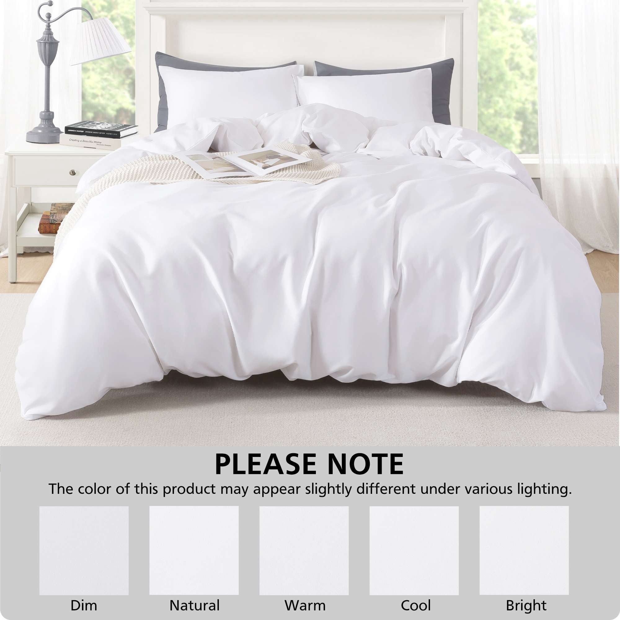 Mainstays King Duvet Cover Set, All-Season, 3-Piece, White