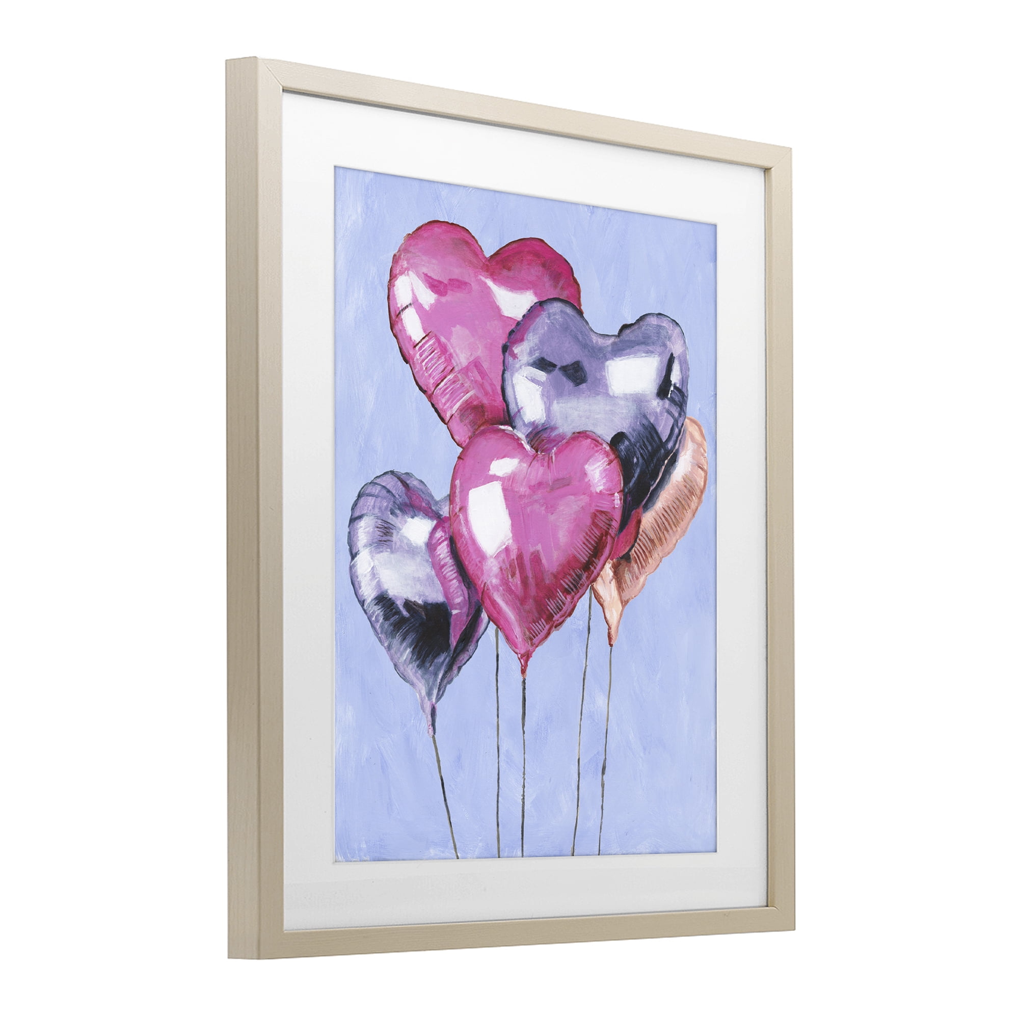 Stupell Industries Heart Balloons Celebration Birch Framed Print Under Glass, design by Michael Willett