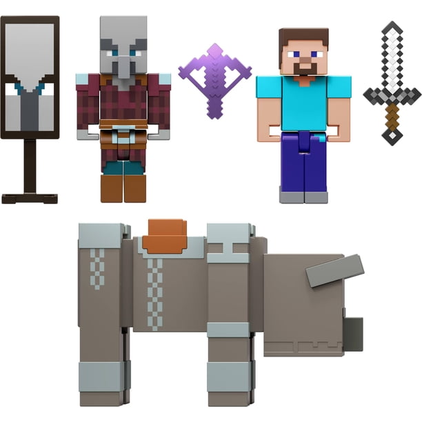 Set de Figuras de Acción Minecraft Village Raid de Mattel 8.25 cm