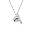 thumbnail image 2 of Delight Jewelry Silvertone Large Script Letter - M - 3/4'' Disc - Silvertone Balance Bar Charm Necklace, 23", 2 of 4