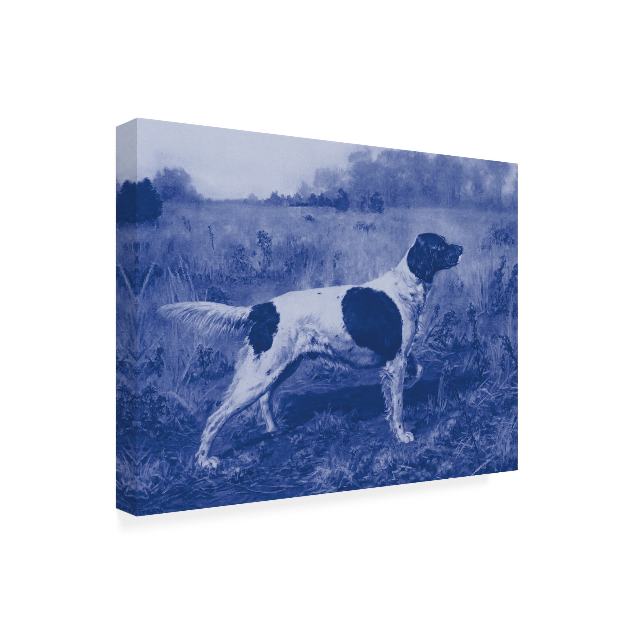 Canvas Wall Art - Vision Studio 'Antique Blue Dogs I' Wall Art for Living Room, Bedroom, or Office Décor by Trademark Fine Art - 19 x 14 Inches