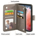 thumbnail image 6 of Compatible with Motorola Moto G Play 2024 4G Wallet Phone Case and Tempered Glass Screen Protector Flower Faux Leather Flip Credit Card Holder Stand Zipper Cell Cover for XT2413V XT2413-1 64GB Grey, 6 of 8