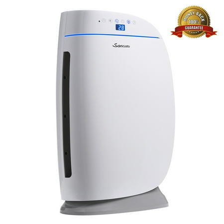 Sancusto Air Purifier, True HEPA Air Cleaner for 323-538 sq.ft Room, CADR Rated 235CFM, with Air Quality Monitor Display, Controller and Timer for Home and (Best Rated Home Air Purifiers)