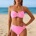 thumbnail image 2 of Daznico Women's Bikini Set, Halter Bandeau Top with Metal Buckle High Waist Bottoms,XL, 2 of 4