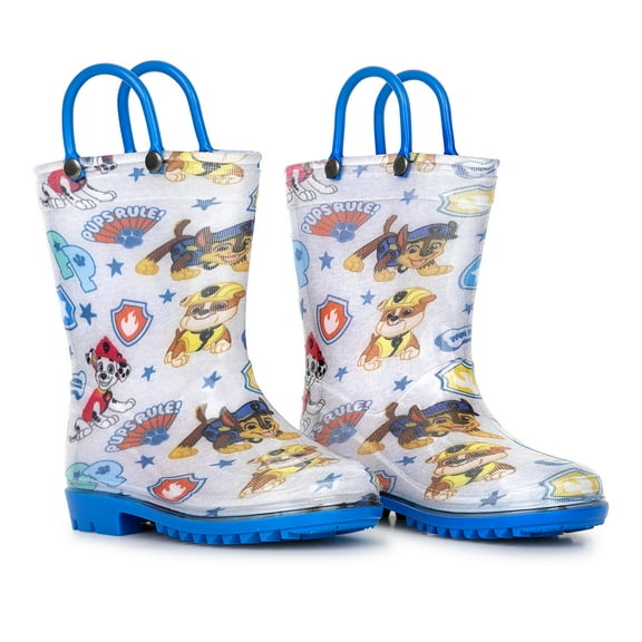 Paw Patrol boys Character Printed Waterproof Easy-On Handles PVC Rain Boots - Size 1 Little Kid