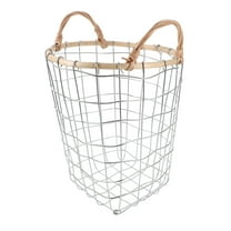 WHAMVOX Desk Storage Basket Woven Basket Iron Wire Organizing Basket Household Trash Can