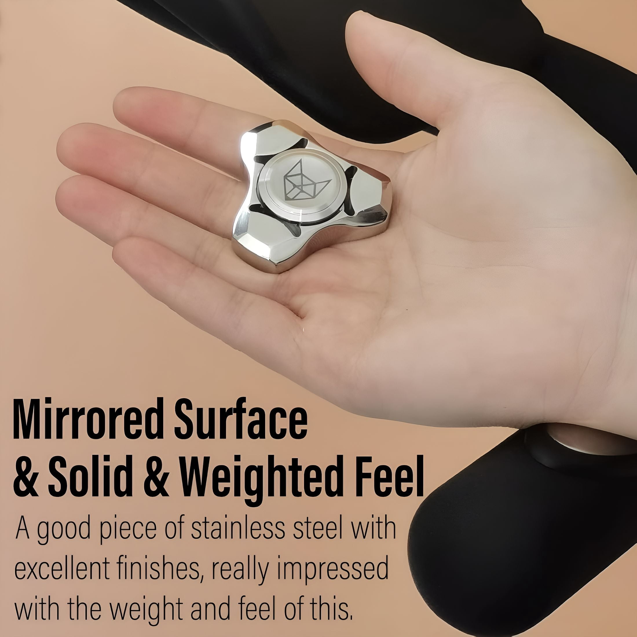 BESTSKY Metal Fidget Spinner for Adults,Stainless Steel Heavy Spinning Toys,Small Mini Fox Hand Gyro,Bearing Premium Long High Spin Fidget Block,Silver