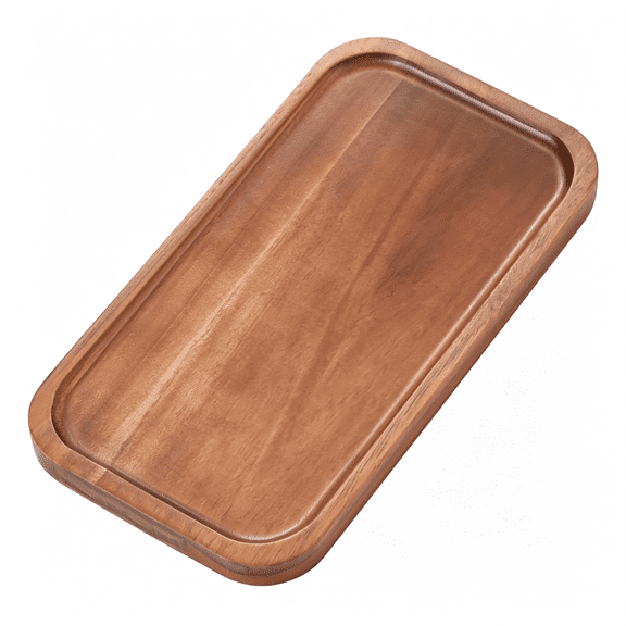 BPPEG Small Solid Acacia Wood Serving Trays and Platters-Wooden Mini Charcuterie Boards,Rectangle Cheese Board for Food,Bathroom,Home Decor,Kitchen Counter,S,(10"X 5.5",1 Pack)