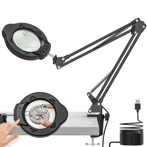 Lámpara con lupa BAISHUN 15X 10X 84 LED, 5 modos de color