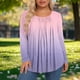 thumbnail image 4 of Mujeres de Manga Larga Tops Casual de Moda Gradiente Impresión Cuello Redondo Plegado Tamaño Superior para Uso Diario Y de Fiesta, 4 of 5