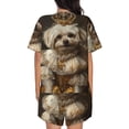 thumbnail image 6 of Fuzoiu Regal Dog In Royal Attire Print Women's Short-Sleeved Pajama Set,Lounge Sleepwear Set,Womens Pajama Sets 2 Piece,Button-Up Top and Shorts with Pockets-Medium, 6 of 7