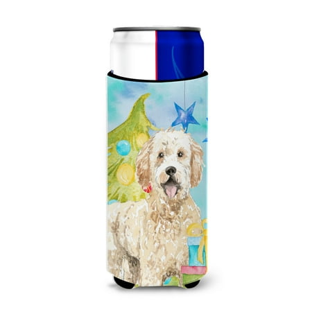 

Carolines Treasures CK1879MUK Christmas Tree Goldendoodle Michelob Ultra Hugger for slim cans Slim Can multicolor