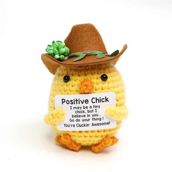 Handmade Cute Positive Crochet Duck, Funny Emotional Inspire Support Duck Crochet for Women, Birthday Christmas for Women, Office&Christmas Decor Cool Things