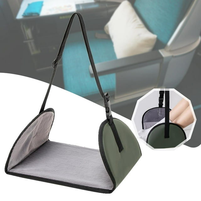 Hamaca para pies para viajes en avión, reposapiés portátil y cómodo, reposapiés para piernas para viajes largos, coche, avión, escritorio, mujeres y Verde