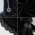 thumbnail image 4 of Hkoxplj Lace Tulle Witch Hat for Women Vintage Gothic Halloween Costume Hat Wide Brim Pearl Beaded Bow Hat with Star Charm Pendant Pointed Top Velvet Hat for Party Cosplay Photoshoot, 4 of 9