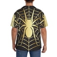 thumbnail image 3 of Lsque Gold Spider On The Web print Men's Cuban Collar Short Sleeve Shirt Summer Beachwear Casual Button Down Fashionable Vacation Leisure Shirt-4X-Large, 3 of 7