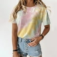 thumbnail image 2 of Fshinging Summer Tops Tie-Dye Short Sleeve Crew-Neck Casual Tee Plus Size S-5Xl Blouse, 2 of 5