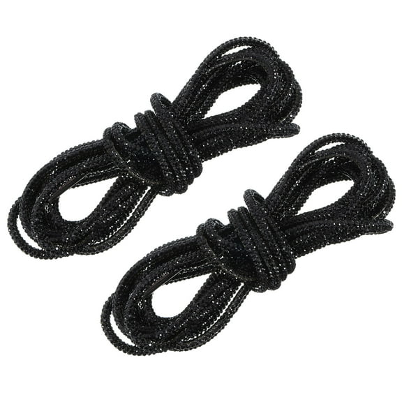 2Pack Rhinestone Shoe Lace, 63" Bling Glittered Ropes Drawstring Cords Replacement (Black)