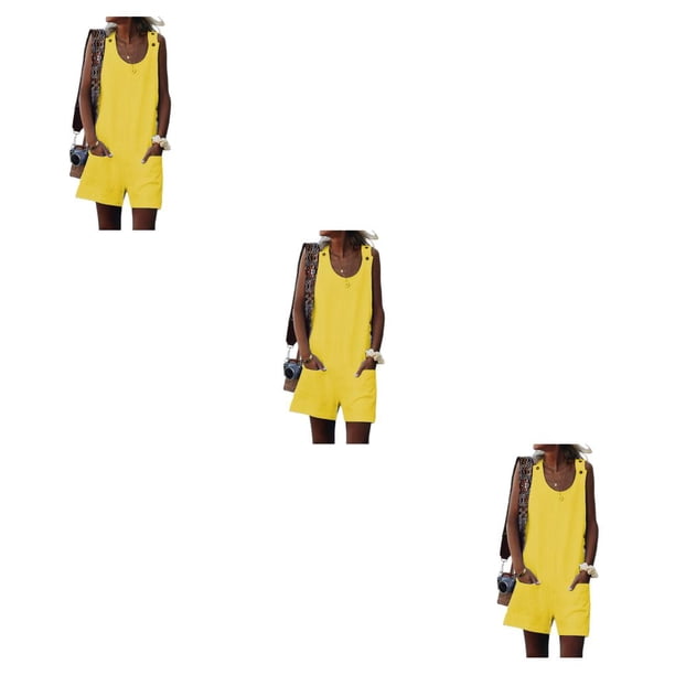 Sonducket Mujeres Cuello Sin Mangas Mono General Estilo Casual Bolsillos Delanteros Mono Mameluco Camping Viajar Amarillo M Type1 NO1