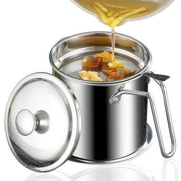 1.8L Bacon Grease Container with Strainer Oil Container Grease Can for Kitchen Storing Frying Cooking Grease