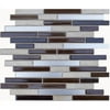 Instant Mosaic Random Sized Glass, Natural Stone, Metal Peel and Stick Mosaic Tile in Brown Glass & Silver