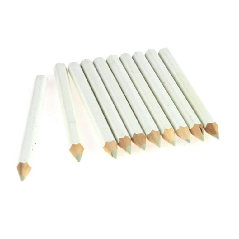 Wooden White Chalk Pencils with Sharpener and Kraft Paper Pen Container,  Real Slate Chalk Pencils Art Pencils for Drawing Writing Sketching Chalk