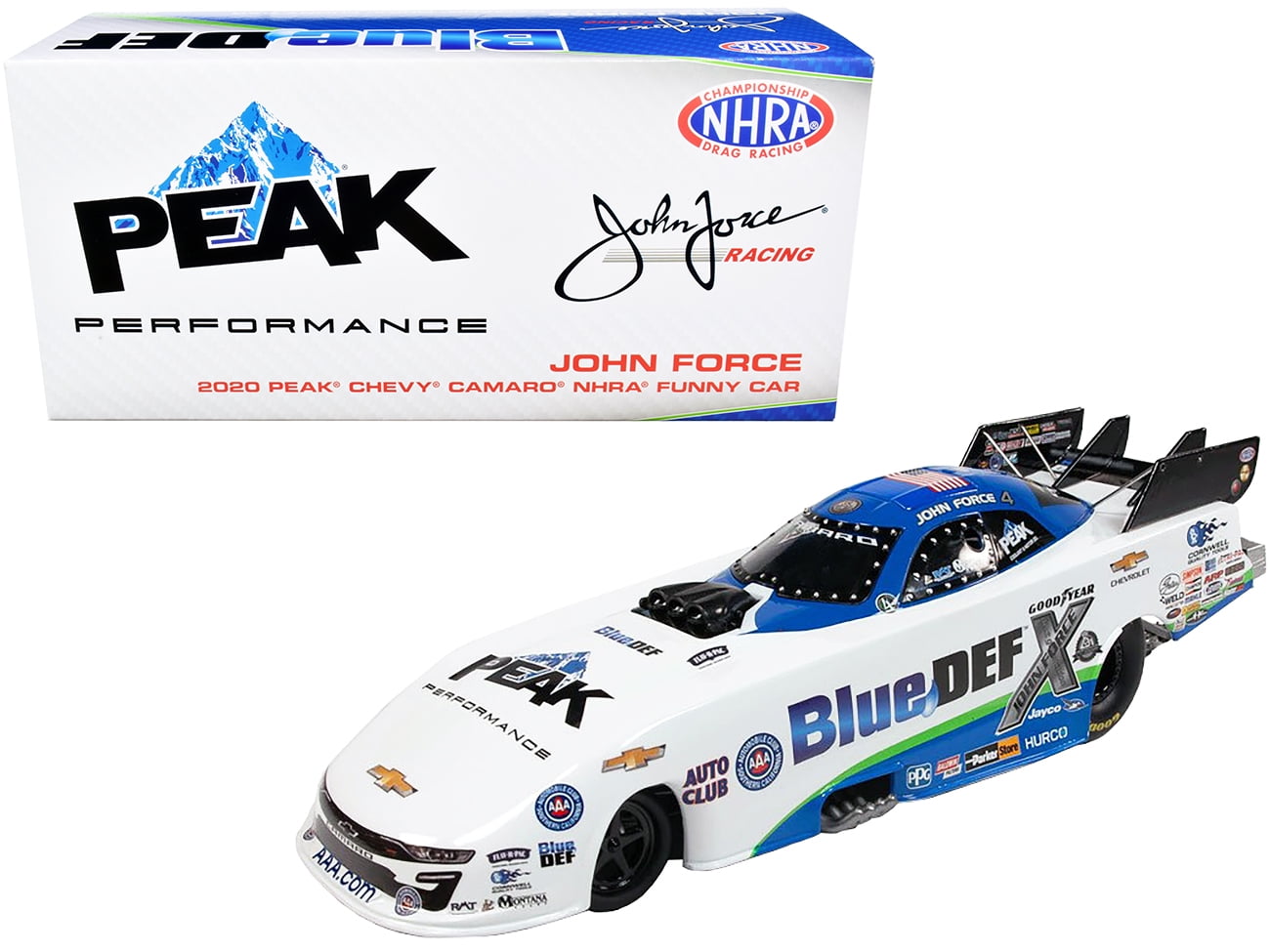 2020 Peak Chevrolet Camaro 4 John Force "BlueDEF" NHRA Funny Car "John