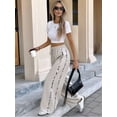 thumbnail image 3 of Womens Wide Leg Sweatpants High Waisted Baggy Sweat Pants Active Striped Track Pants with Pockets Light Gray M, 3 of 4