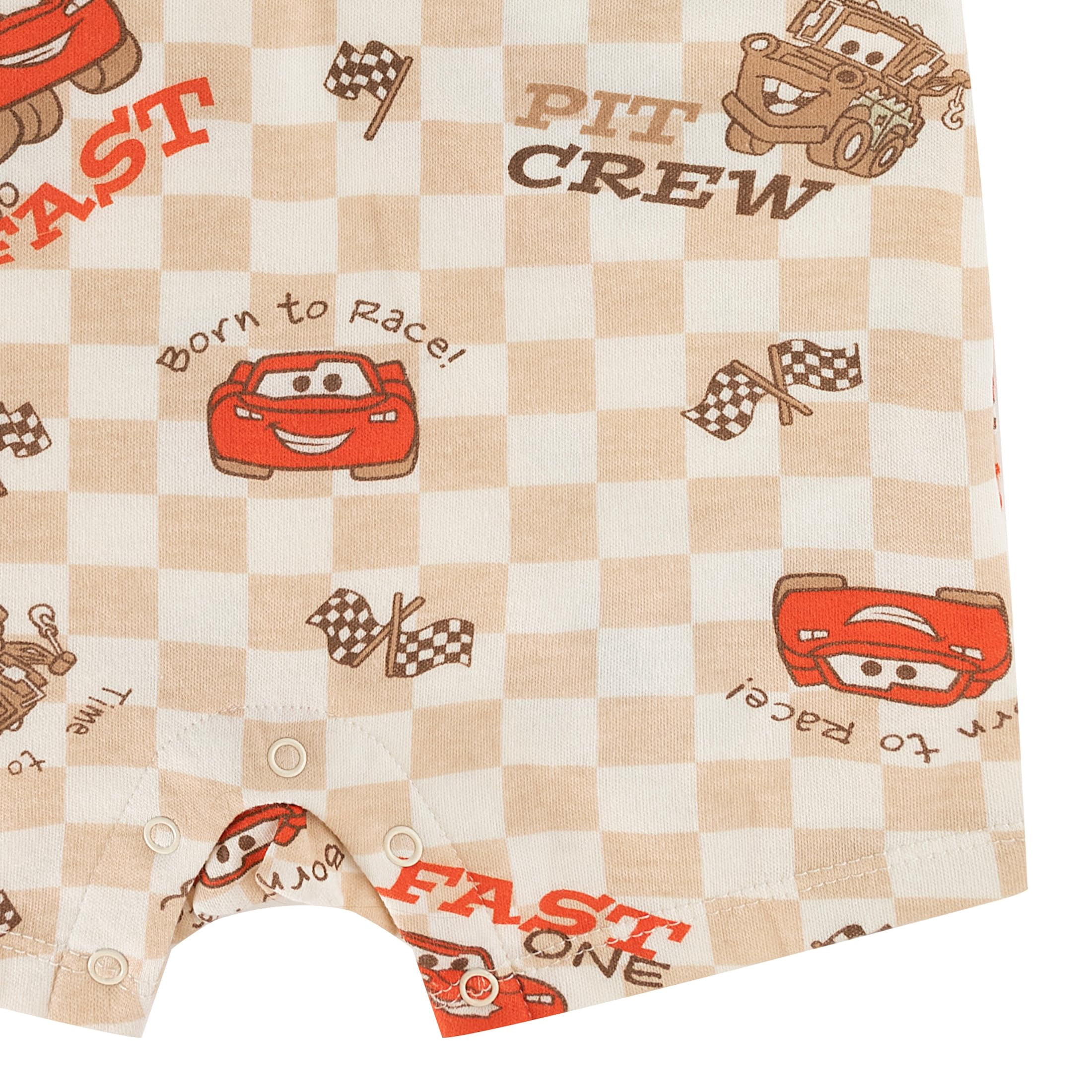 Disney Cars Lightning McQueen Tow Mater Short Sleeve Romper (Baby Boys), 2 Pack, Sizes 3M-18M