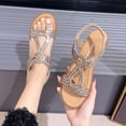 thumbnail image 2 of KIJBLAE Plus Size Women's Bling Rhinestone Wedge Sandals, Round Open Toe Solid Tone, Back Elastic Strap, Thick Cushioned Platform Shoes Gold 41, 2 of 9