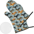 thumbnail image 2 of Colors Dachshund Weiner Dog Oven Mitts and Pot Holders Sets of 4, Heat-Resistant Hot Pads Non-Slip BBQ Gloves for Kitchen Baking Cooking Grilling, 2 of 6
