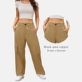 thumbnail image 4 of AherBiu Juniors Cargo Pants for Women Elastic Waisted Straight Leg Hiking Casual Loose Fitted Work Cargos with Multi Pockets(X-Large,Khaki), 4 of 6